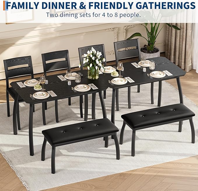 GAOMON Dining Table Set for 4, Wooden Kitchen Table - Image 6