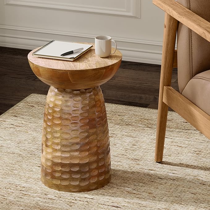 SIMPLIHOME Boyd 13-inch Wide Solid Mango End Table in Natural, - Image 2