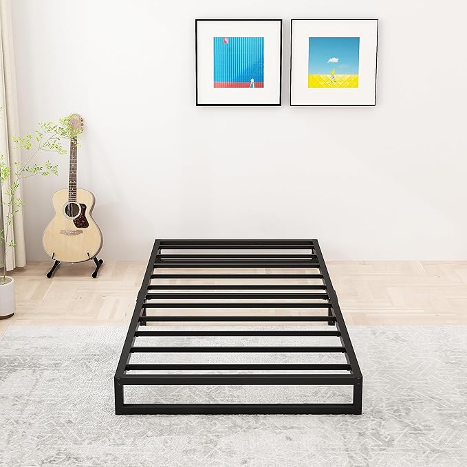 6 Inch Twin Size Bed Frames Heavy Duty Metal Twin Platform Bed Frame No Box by Lutown-TeenHome