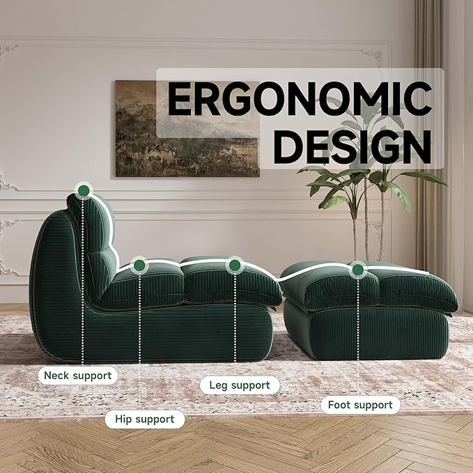 Bean Bag Chair with Ottoman, Cozy Comfy Reading Nook Chairs, Ultra Soft - Image 3