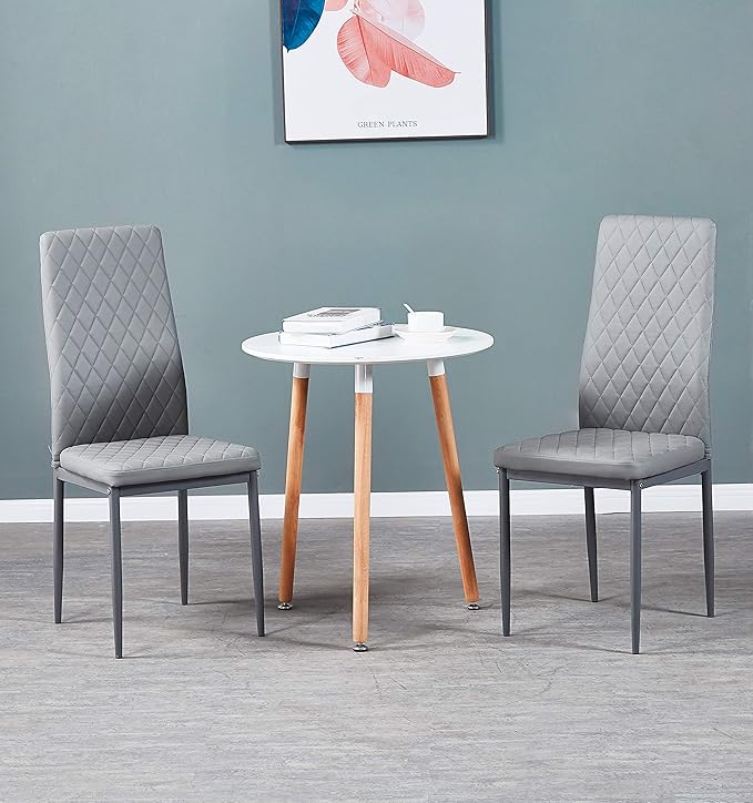 JT Modern Minimalist Dining Chair Fireproof Leather Sprayed Metal Pipe Diamond - Image 3