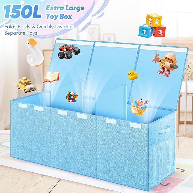 Extra Large Toy Box, Toy Box for Kids Boys Girls, Collapsible Sturdy Toy - Image 2