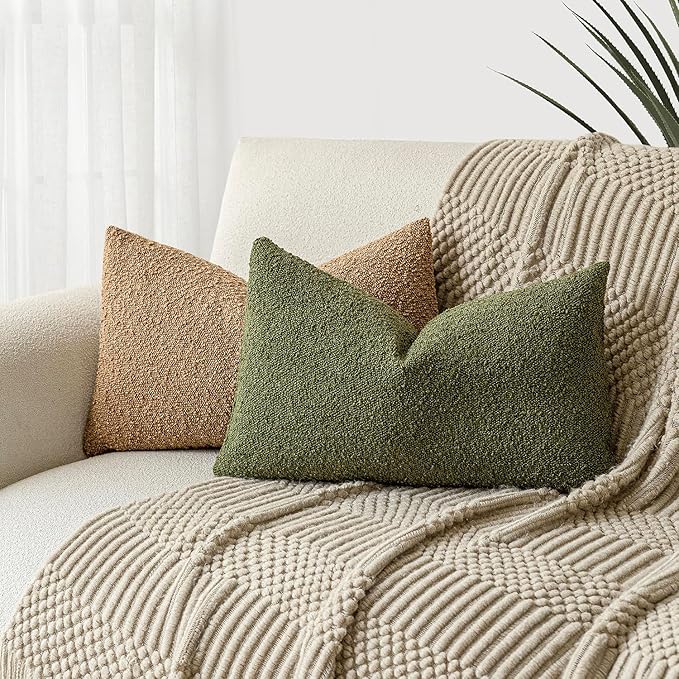 Foindtower Pack of 2 Modern Textured Boucle Throw Pillow Covers Accent Solid - Image 4