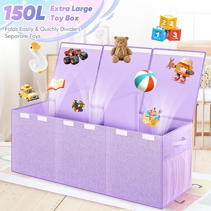 Extra Large Toy Box, Toy Chest for Kids Boys Girls, Collapsible Sturdy Storage - Image 2