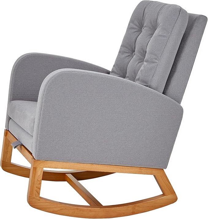 VECELO Rocking Chair Nursery, Modern Sherpa Glider Rocker Accent Arm Chair - Image 6