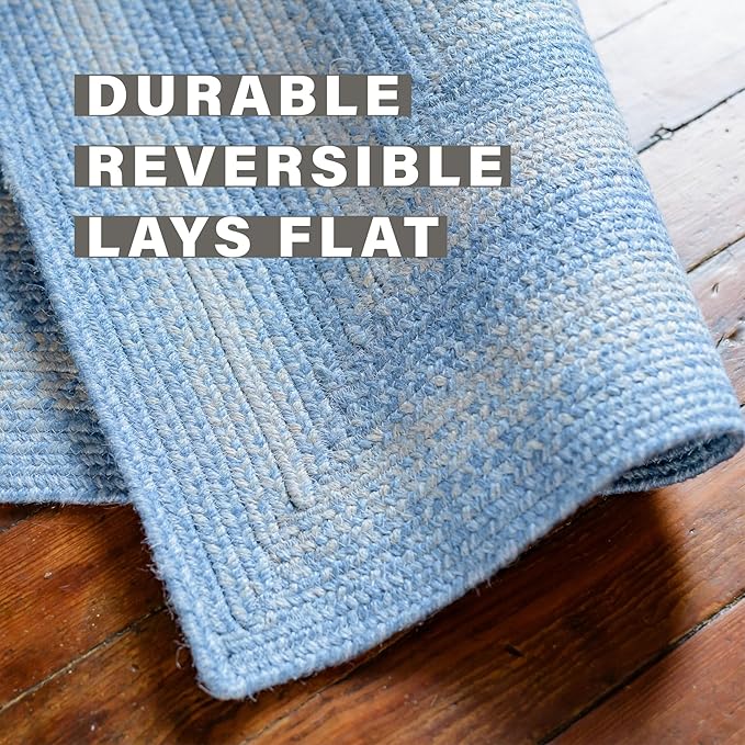 Homespice Sky Blue Jute Braided Rope Rug, 5x8' Rectangle - Image 4