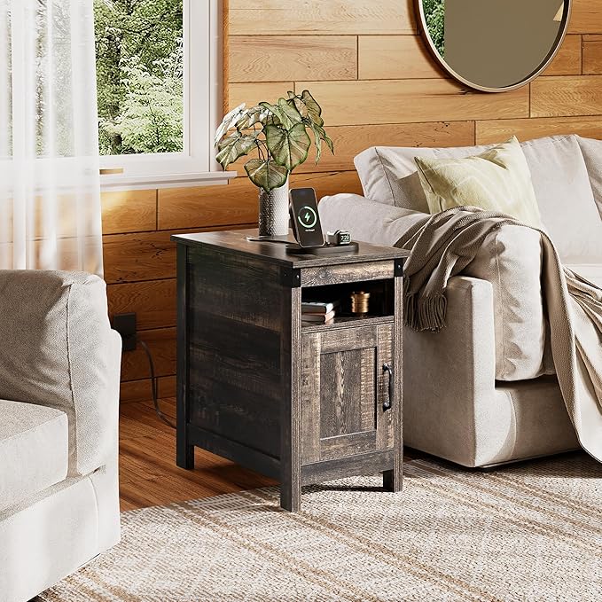 WLIVE End Table with Charging Station, Side Table with USB Ports and Outlets - Image 2