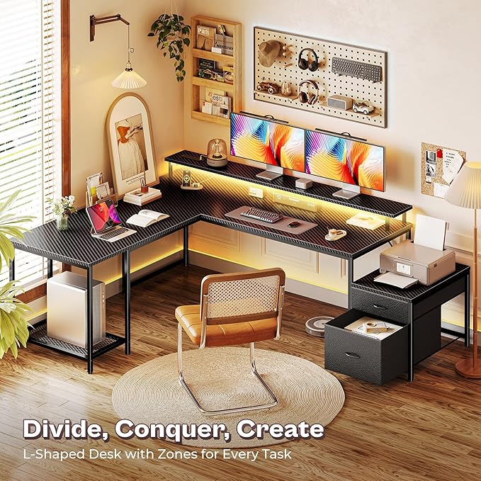 PRAISUN 66 Inch L Shaped Computer Desk - Image 6