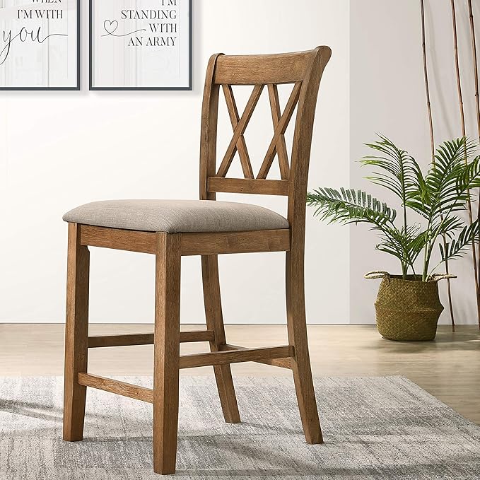 Roundhill Furniture Windvale Fabric Upholstered Counter Height Dining Chairs - Image 2