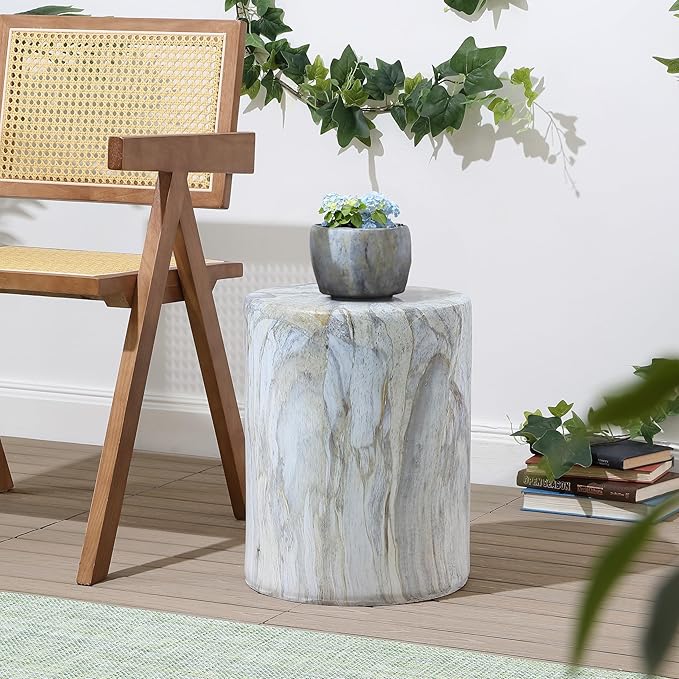 JONATHAN Y TBL1101B Troy 16" Modern Minimalist Faux Marble Column by JONATHANY