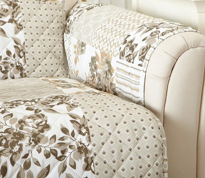 Great Bay Home Patchwork Scalloped Printed Furniture Protector Stain Resistant - Image 5