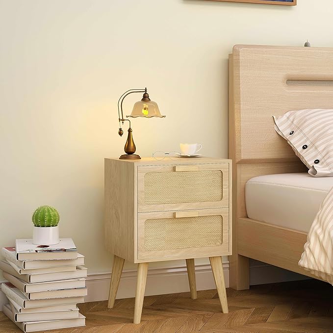 Rattan Nightstand, Boho Bedside - Image 8