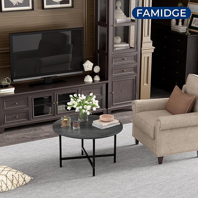 Round Coffee Table, 23.6" Small Coffee Tables - Image 3