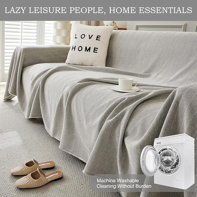 STACYPIK Silver Gray Chenille Sofa Cover - Image 7