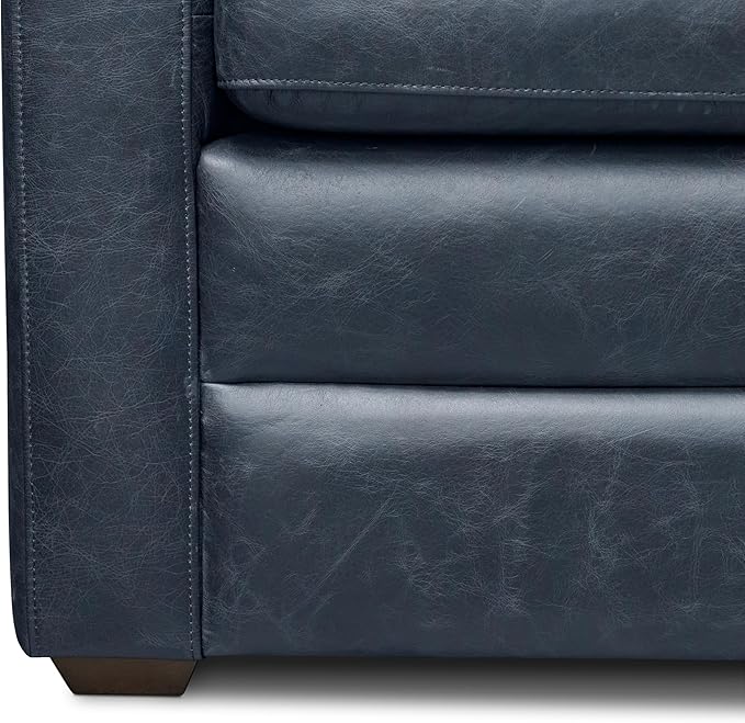 POLY & BARK Napa 82" Leather Pull-Out Convertible Sleeper Sofa in Midnight Blue - Image 11