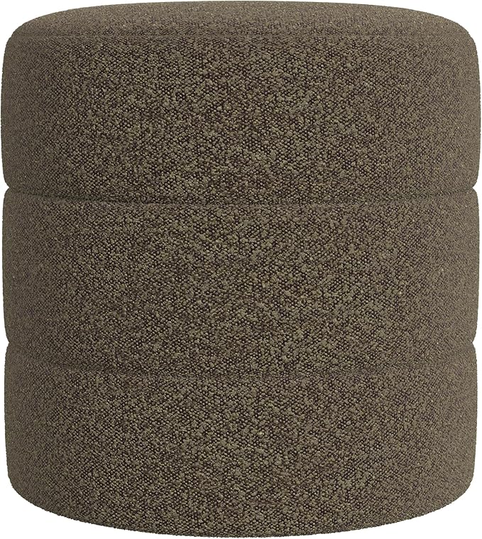 HomePop Upholstered Round Ottoman Home Décor | Round Pouf Foot Rest – Dark by HomePop