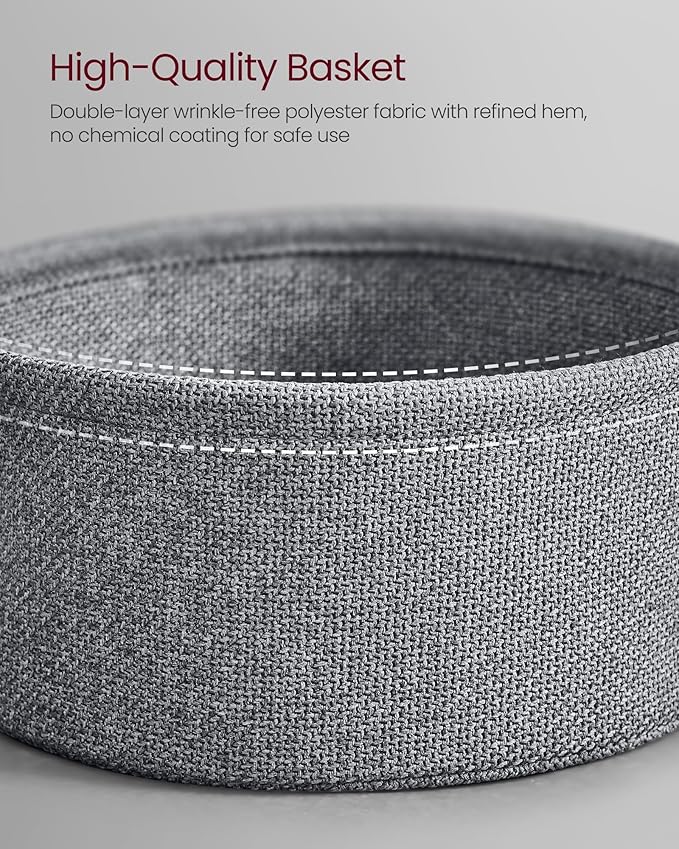 VASAGLE Side Table with Charging Station, Round End Table with Fabric Basket - Image 7