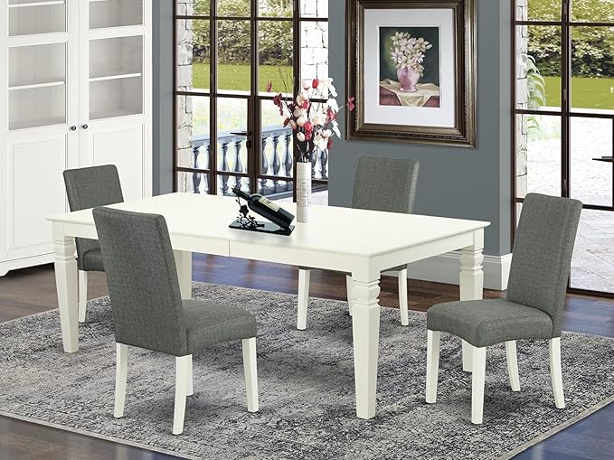 East West Furniture LGDR5-LWH-07 5 Piece Kitchen Table Set - Image 2