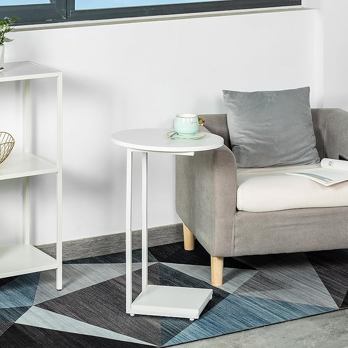 HDANI C Table Small End Table, Couch Tables That Slide Under, C Shaped Oval - Image 4