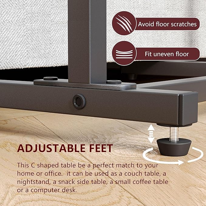 C Shaped End Table Set of 2, Side Table - Image 4