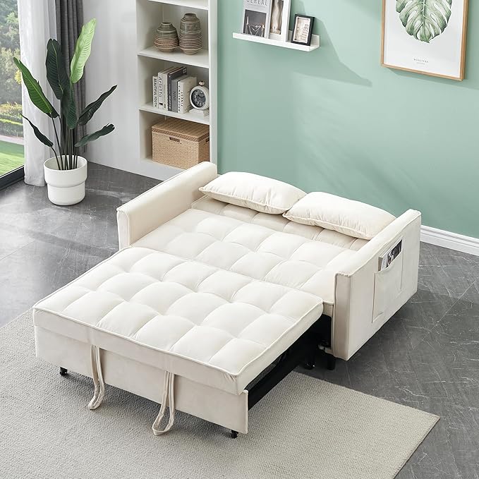 Ball & Cast Convertible Sofa Bed, Loveseat Sleeper Sofa W/Pull-Out Bed&2 Pillows - Image 5