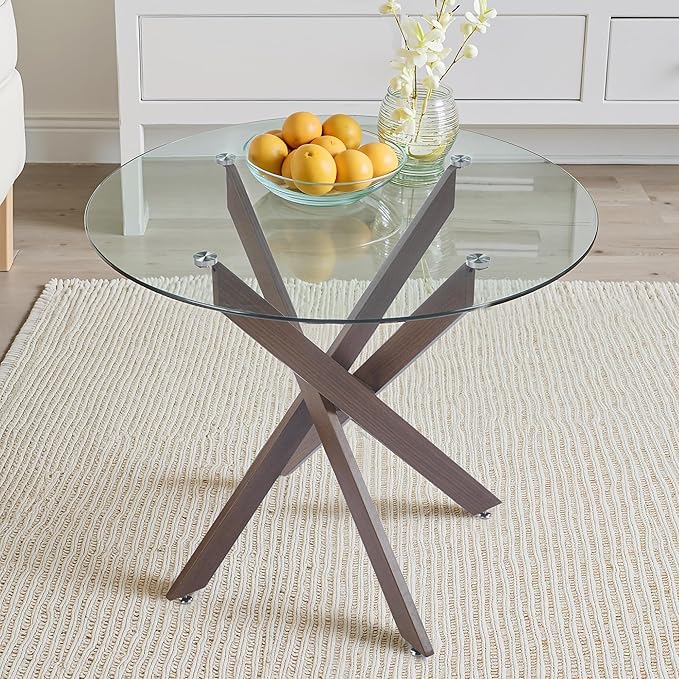 Dining Table for 4 Modern Round Dining Table 35.43" Kitchen & Dining Room Tables by LynginsCreativeLife