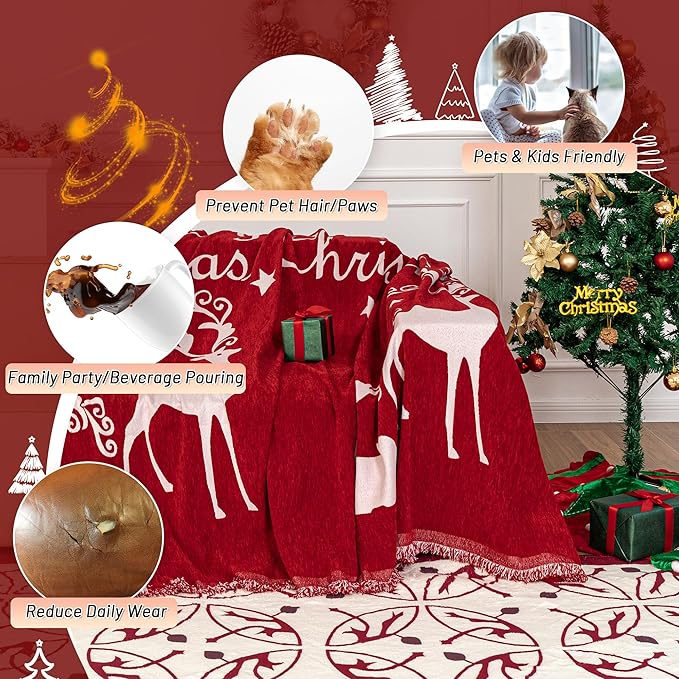 MYSKY HOME Christmas Couch Cover Sofa Cover, Couch Covers - Image 2