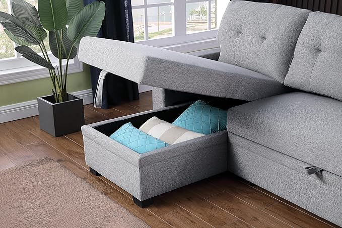 82 Inch Convertible Sleeper Sectional Sofa - Image 6