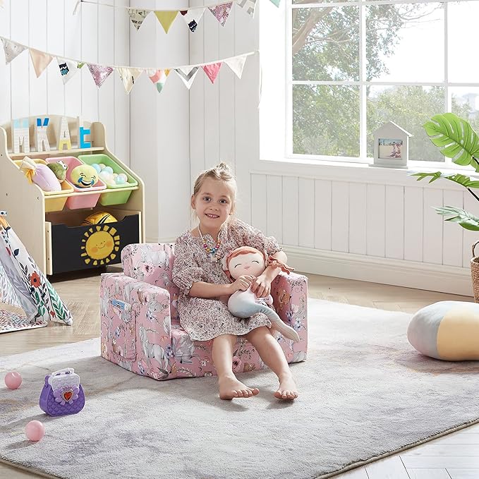Ulax furniture Kids Convertible Sofas Children Flip-Out Sofa - Image 4