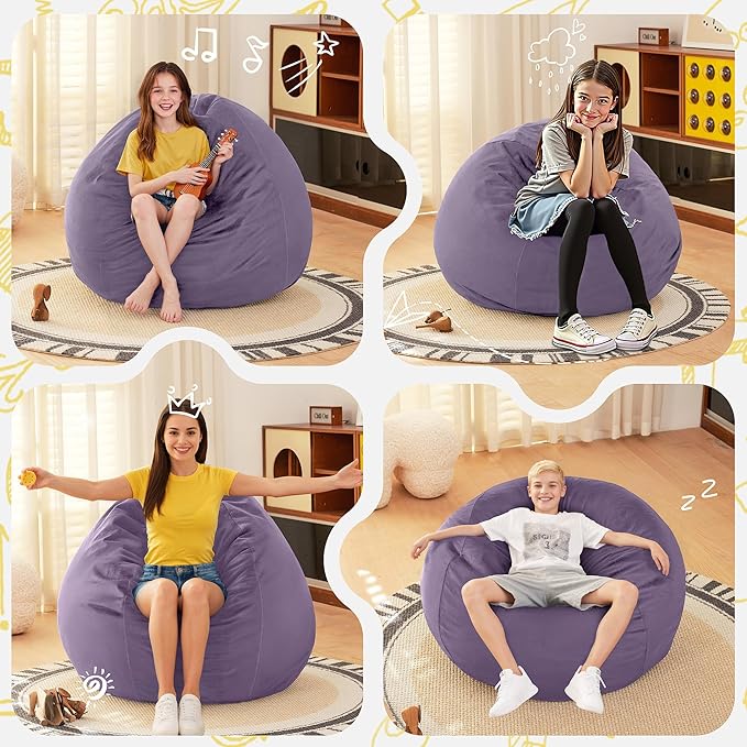 HABUTWAY 2FT Bean Bag Chair, Teardrop Bean Bag Chair Luxurious Velvet Ultra - Image 6