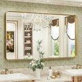 TokeShimi Gold Bathroom Mirror for Wall 48 x 30 Inch Metal Rounded Corner by RefinedBathroomAccessories