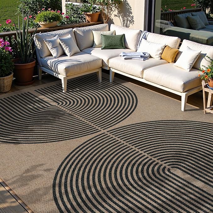 Lahome Modern Rainbow Easy Jute Carpet, 8x10 Living Room Rugs Indoor Outdoor - Image 2
