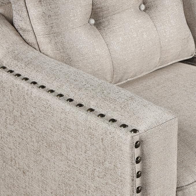 3 Pieses Living Room Sofa Sets Linen Blend Button Tufted Retro Sofa&Couch - Image 6