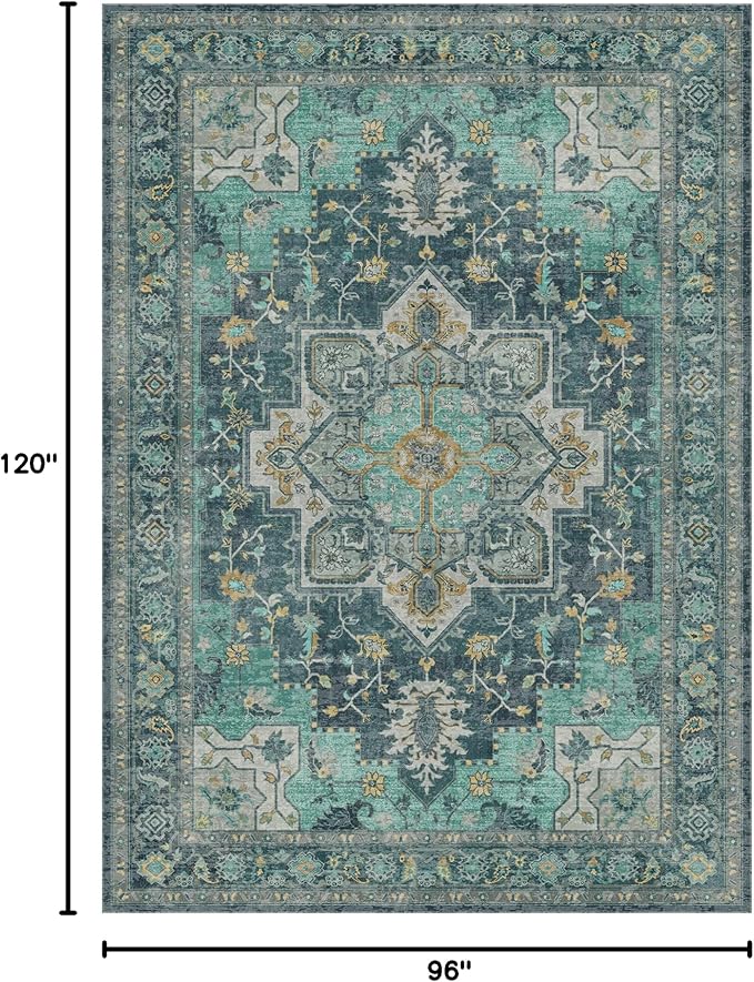 GENIMO 8x10 Area Rugs for Living Room, Machine Washable Non Slip Vintage Rugs - Image 2