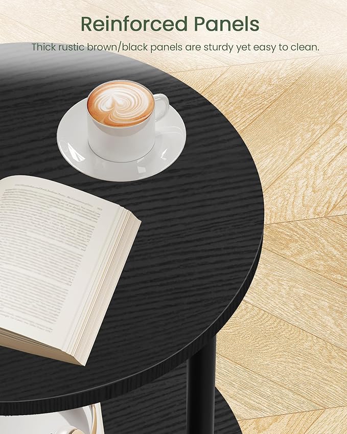 Round Side Table, 2-Tier End Table, Small Side Table - Image 8