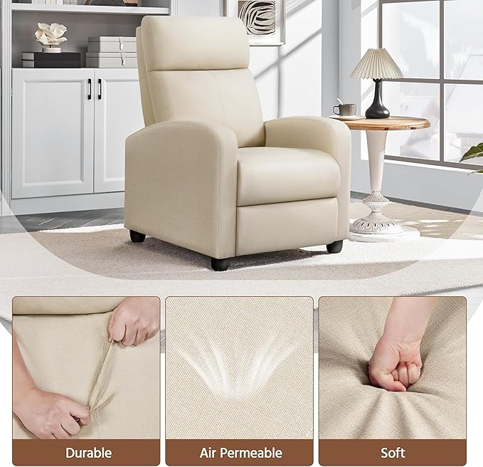 Yaheetech Modern Fabric Recliner Chair Sofa Adjustable Single Sofa - Image 8