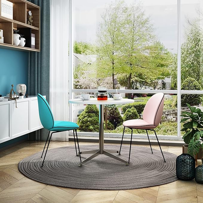 White Dining Table Round Small Office Table Conference Table Coffee Meeting - Image 7