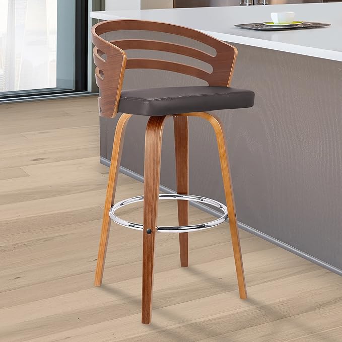 Armen Living Jayden Mid Century Modern Swivel Bar Stool - Image 2