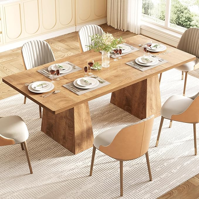 LITTLE TREE Dining Table for 6 People, Wooden Table, Rectangle Furniture - Image 4