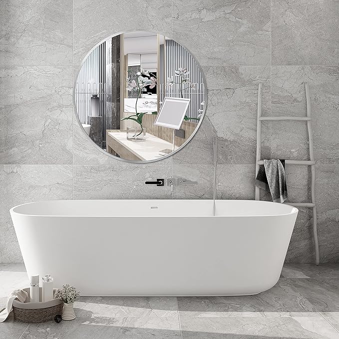 FrameWorks 28" Deluxe Contemporary Silver Circular Aluminum Mirror - Image 5