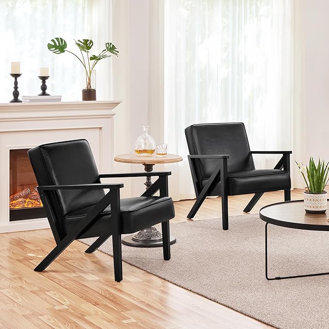 Yaheetech Accent Chair, PU Leather Reading Chair, Mid Century Modern Arm Chair by Yaheetech
