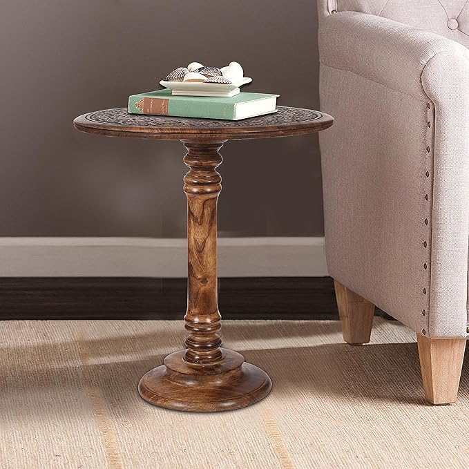Lightnpro Hand-Carved Wooden Pillar Table - Image 8