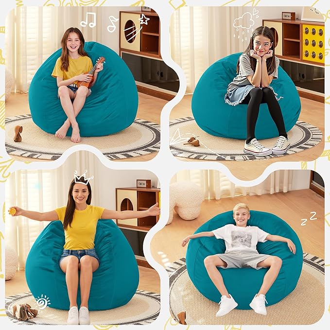 HABUTWAY 2FT Bean Bag Chair, Teardrop Bean Bag Chair Luxurious Velvet Ultra - Image 6