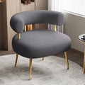 Mid Century Sherpa Boucle Accent Chair, Round Upholstered Barrel Arm Chair by SEYNAR