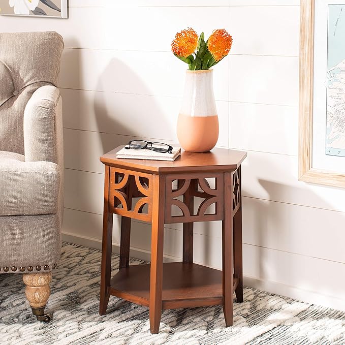 Safavieh American Homes Collection Connor Light Brown Hexagon End Table - Image 2