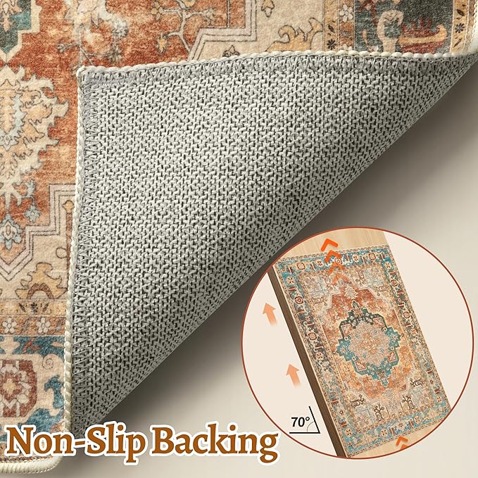 Tangsoo 2x3 Small Rug for Entryway, Washable Rugs Vintage Non Slip Small Area - Image 5