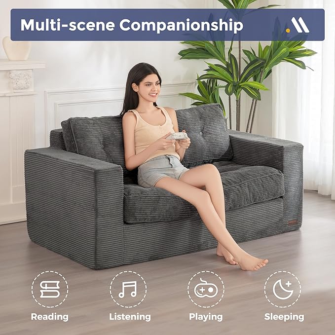 MAXYOYO Bean Bag Chair for Adults, Upholstered Floor Sofa - Image 3