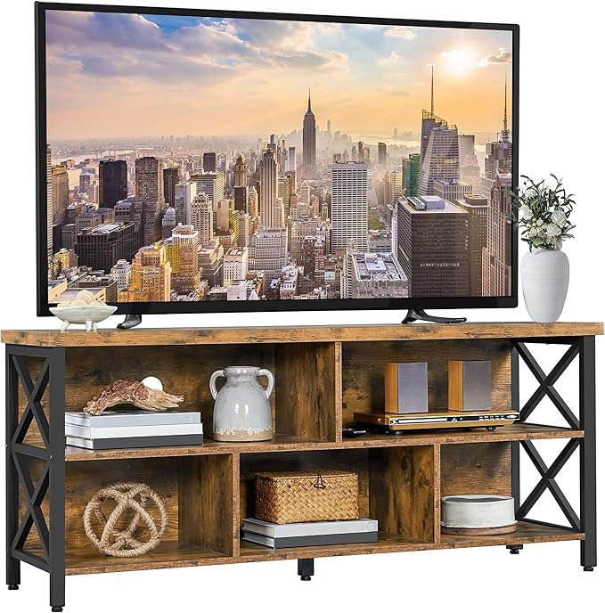Yaheetech TV Stand for Living Room, Industrial Entertainment Center for 65 Inch by Yaheetech