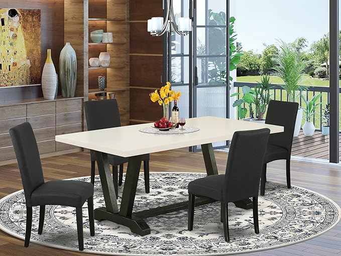 East West Furniture V627DR124-5 5 Piece Dining Room Table Set Includes a - Image 2
