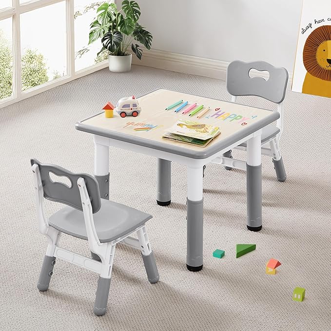Kids Table & Chairs Set Height Adjustable by CuFun